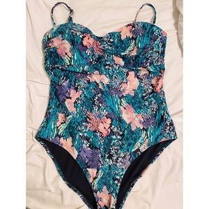 Floral one piece bathing suit